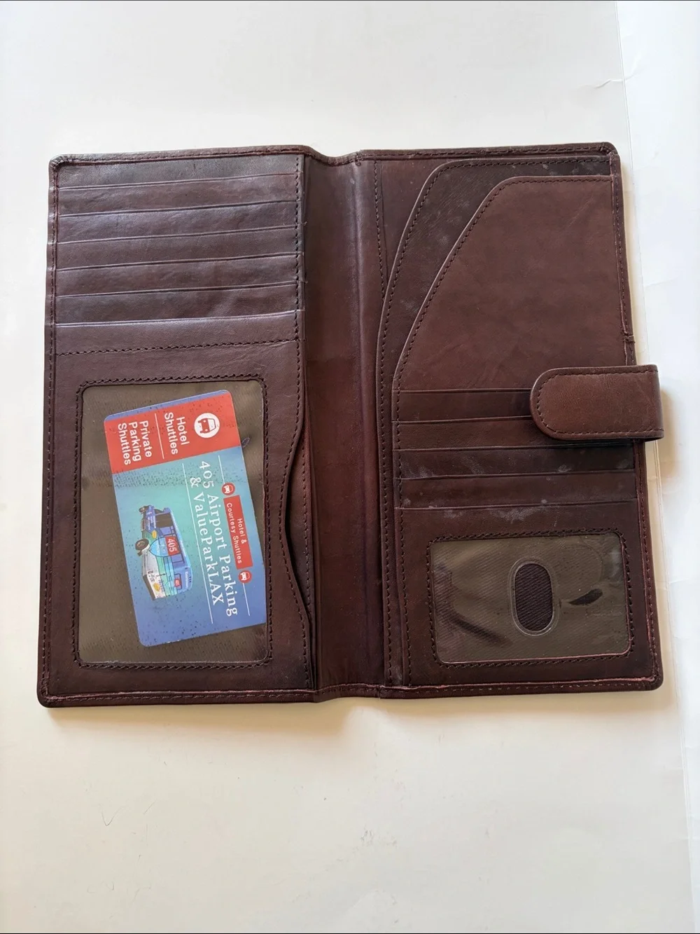 Men's Brown Leather Phone Wallet with Secure Snap Tab